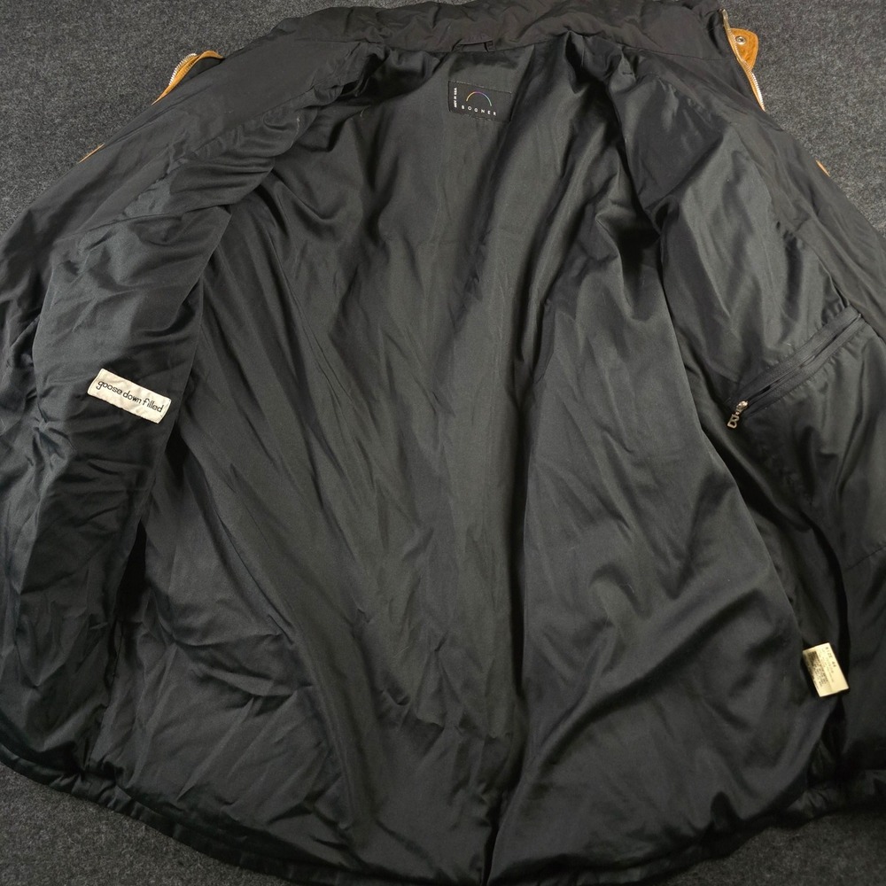 Vtg Bogner Suede Puffer Jacket Tan Black Western Embroidered Aspen Size 44 (L) - Picture 10 of 16